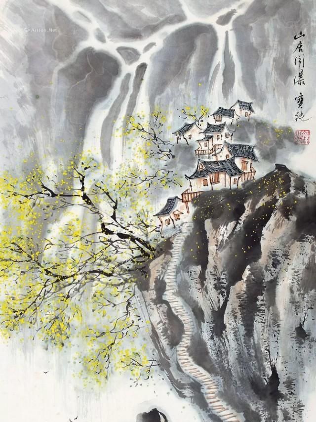 他的山水画——江碧鸟逾白，山青花欲燃