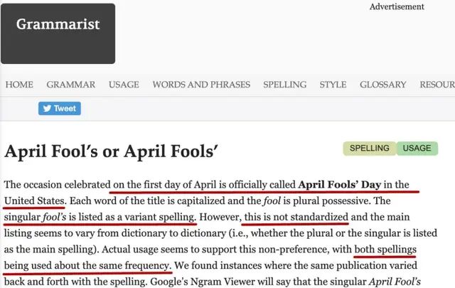 愚人节：英文是April Fool’s 还是 Fools’，撇号到底放哪？