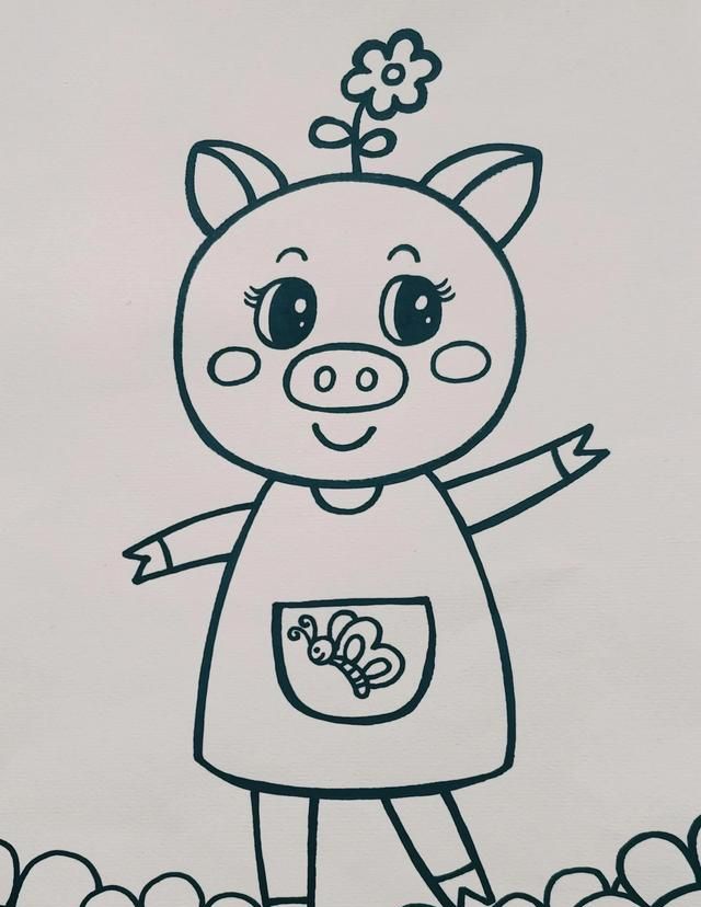 猪简笔画怎么画，动物简笔画绘画教程，猪简笔画大全，简笔画猪