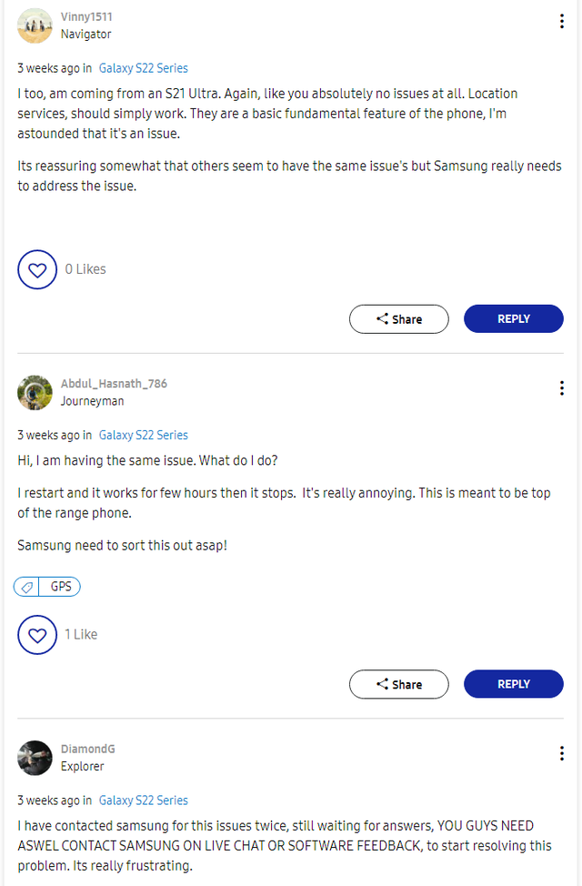 用户吐槽三星Galaxy S22 Ultra遇到GPS功能故障
