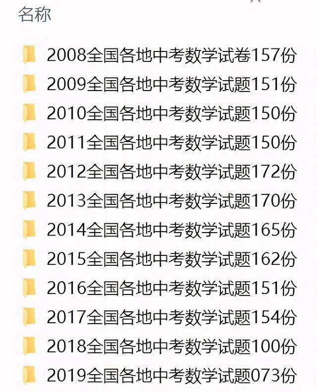 2008年—2020年全国中考真题试卷分享（1000份+）