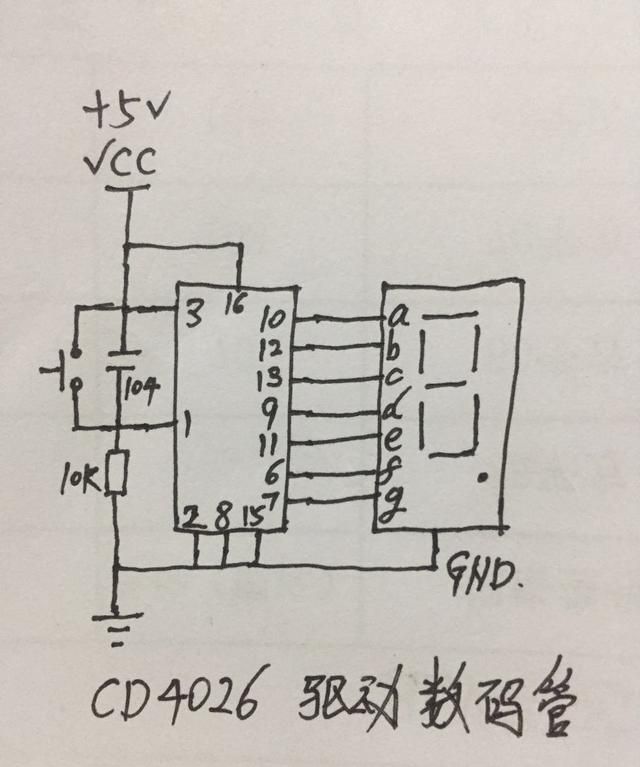 用CD4026芯片驱动共阴数码管，简单原理