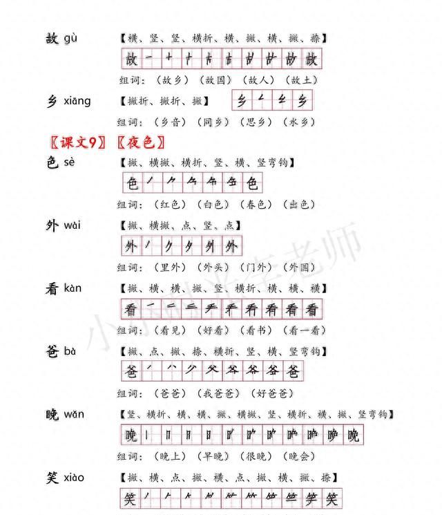 一年级下册语文必背知识点、生字组词汇总＃小学语文学习