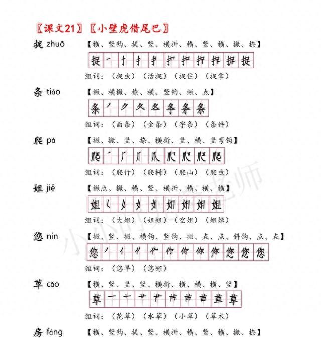 一年级下册语文必背知识点、生字组词汇总＃小学语文学习