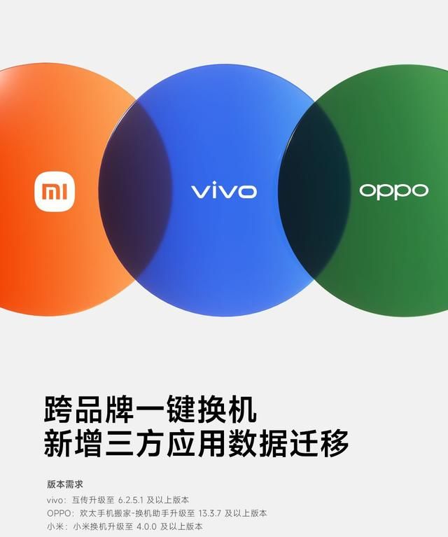 OPPO手机搬家App支持迁移小米、vivo第三方应用数据